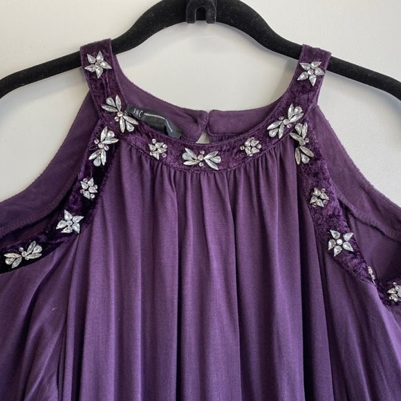 INC. Purple bare shoulder beaded top - Picture 2 of 7
